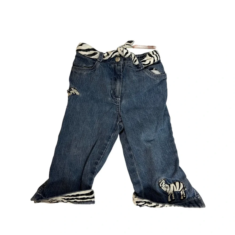 Gymboree‎ Mod Zebra Belted Denim Jeans 18-24 Months